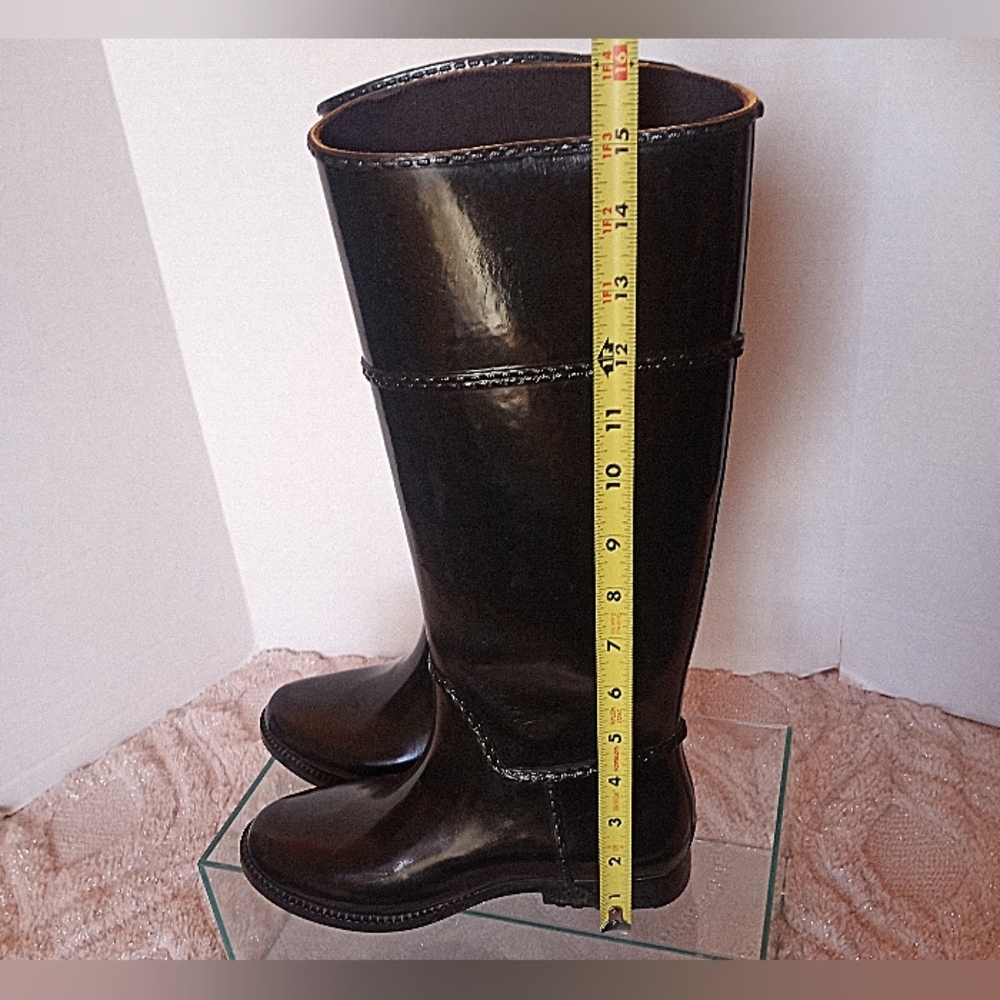 Michael Kors Tall Rubber Black Knee High Boots Size 6 - Picture 8 of 12